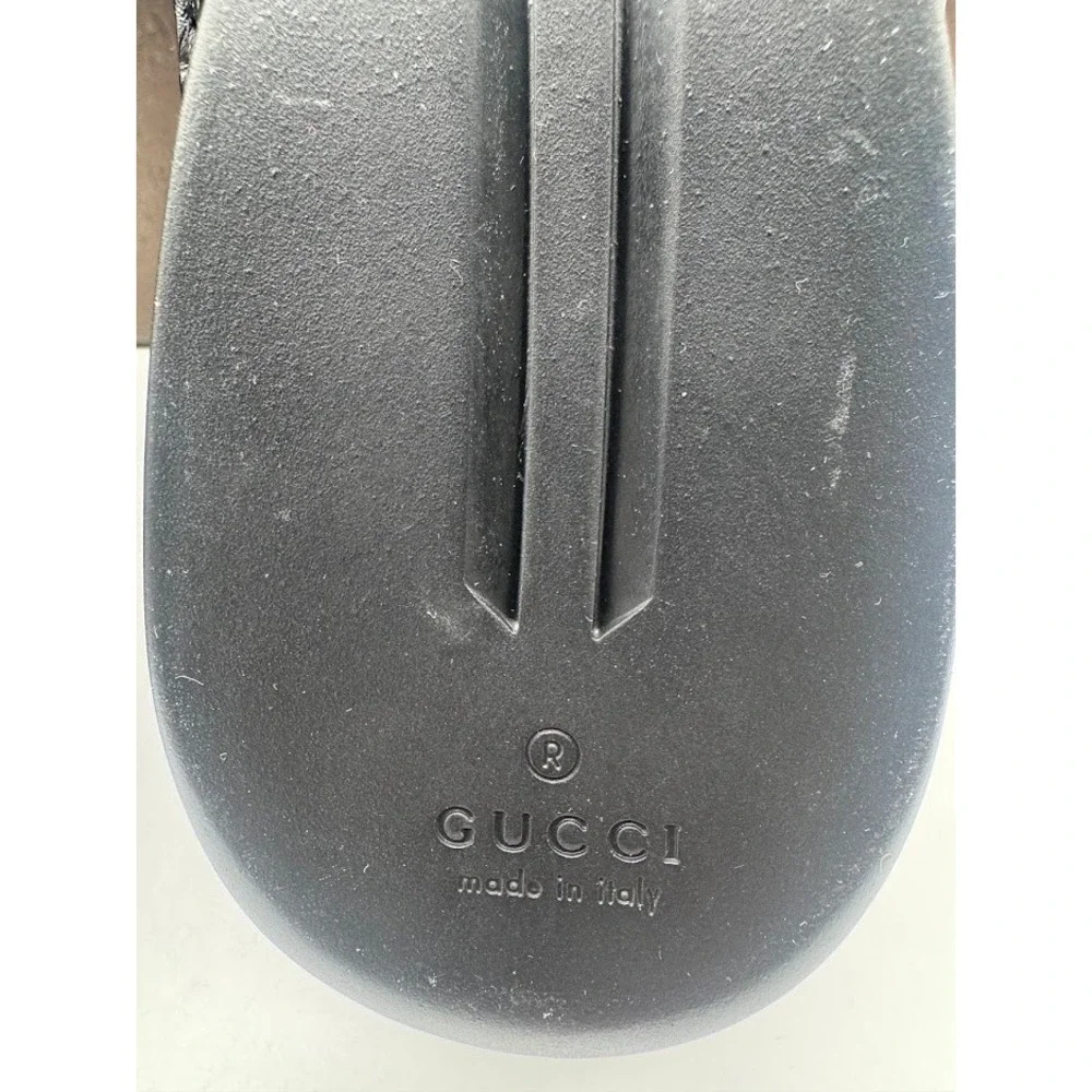 Gucci Mens Black Leather GG Guccissima Driving Moccasin Loafers Size 6 Italy